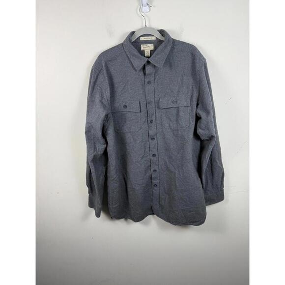 LL Bean Shirt Mens Large Tall Gray Chamois Button Up Outdoor Gorpcore Workwear - Picture 1 of 5